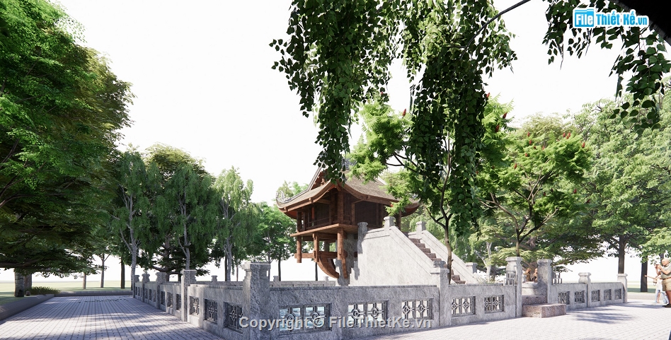 chùa một cột Revit,Model chùa một cột,Revit chùa một cột,File revit chùa một cột